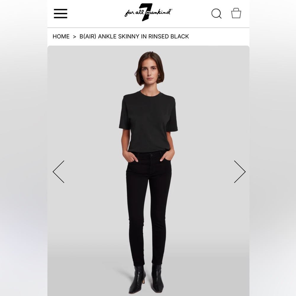 7 for all mankind b(air) high waist skinny in rinsed black size 29